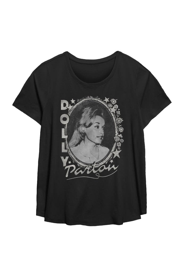 Women's Distressed Stars Portrait Short Sleeve T-Shirt, Main, color, Black