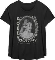 DOLLY PARTON Women's Distressed Stars Portrait Short Sleeve T-Shirt
