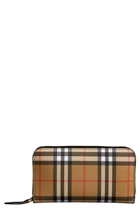 Elmore Vintage Check Leather Zip Around Wallet