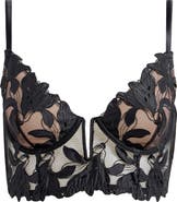 Fleur Du Mal Lily Embroidered Underwire Plunge Longline Demi Bra