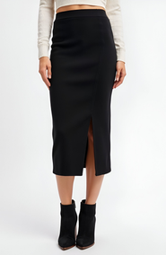 Modenaire Soft Stretch Knit Midi Skirt