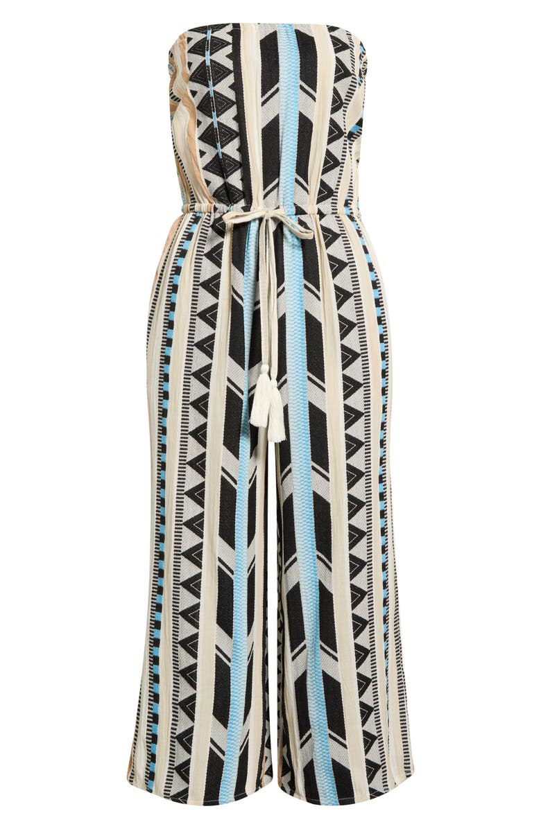 Elan Embroidered Strapless Cover-Up Jumpsuit, Main, color, Neutral Aztec