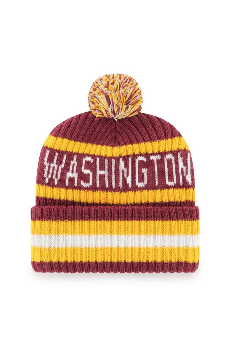 Men's '47  Burgundy Washington Commanders Bering Cuffed Knit Hat with Pom, Alternate, color, Burgundy
