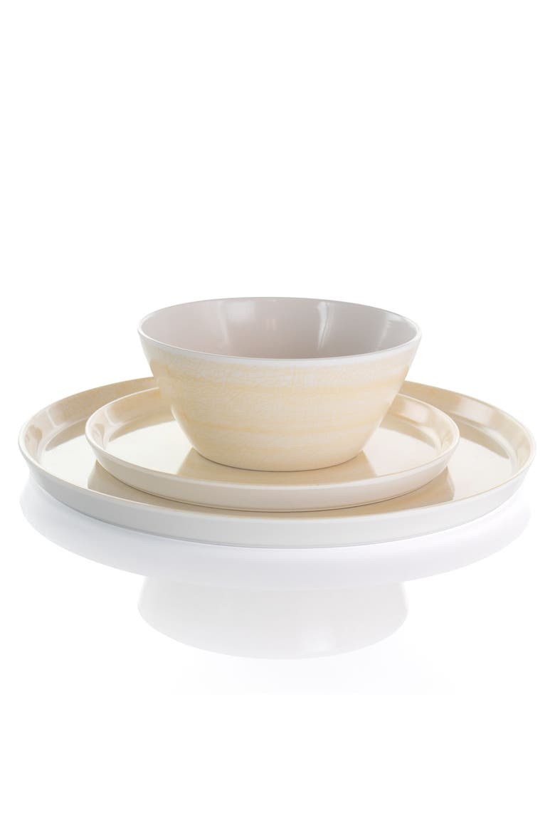 Crafted Clay 12 Piece Melamine Dinnerware Set, Alternate, color, White