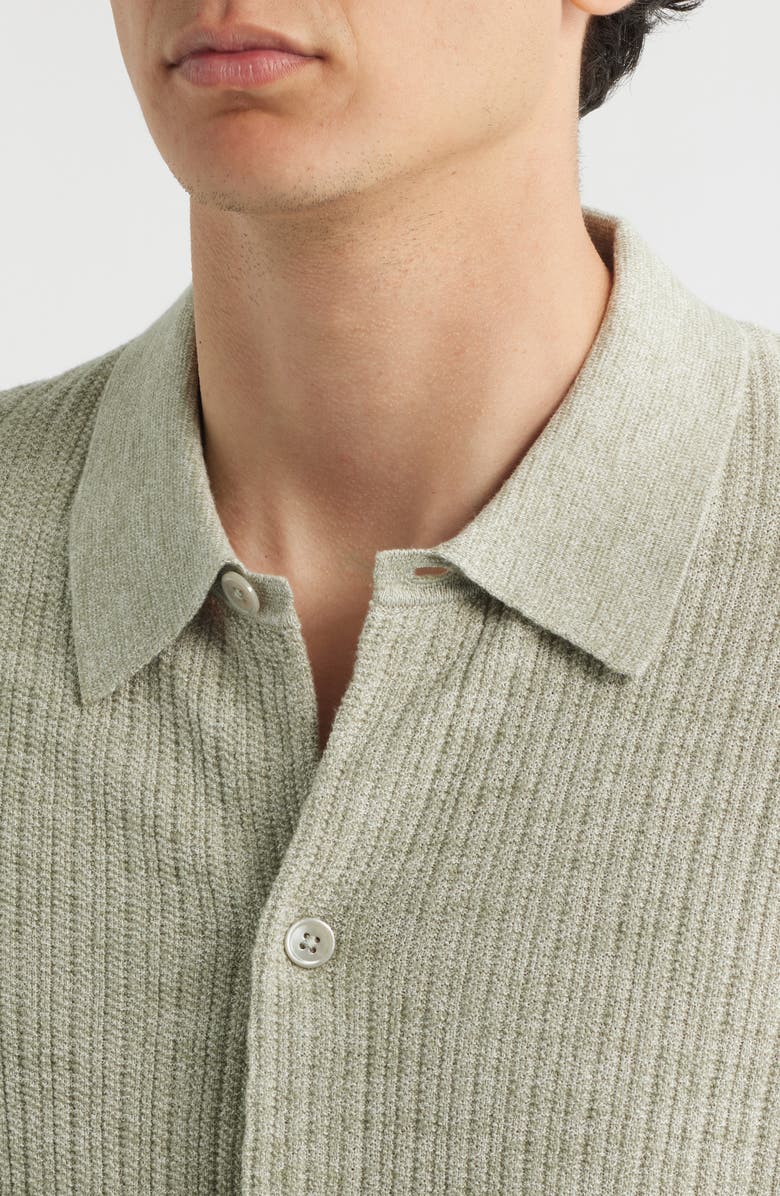 NN07 Nolan 6695 Organic Cotton Polo Cardigan, Alternate, color, Sage Mouline