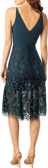 Darleen V-Neck Embroidered Mesh Cocktail Dress