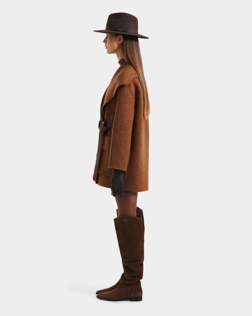 Rudsak Lucia Textured Wool Wrap Mid-length Coat In Brown