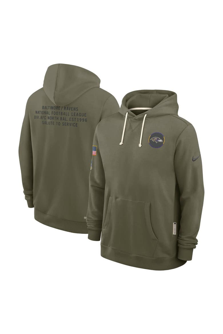 Men's Nike Olive Baltimore Ravens 2025 Salute to Service Sideline Standard Issue Dri-FIT Hoodie, Main, color, Olive