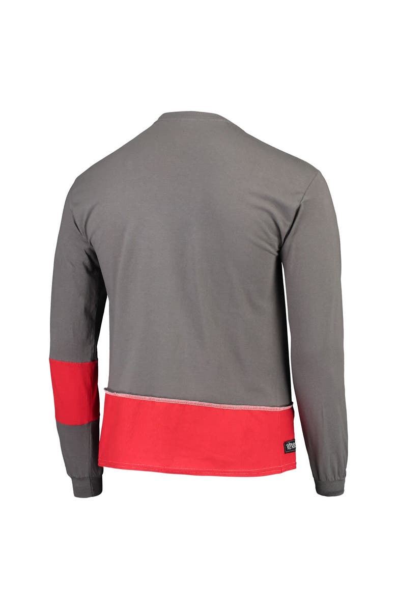 REFRIED APPAREL Men's Refried Apparel Pewter/Red Tampa Bay Buccaneers Sustainable Upcycled Angle Long Sleeve T-Shirt, Alternate, color, Pewter