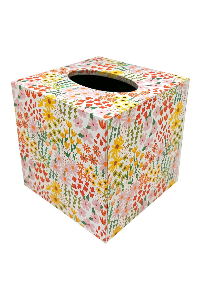 Botanical Tissue Box Cover, Alternate, color, WHITE MULTI