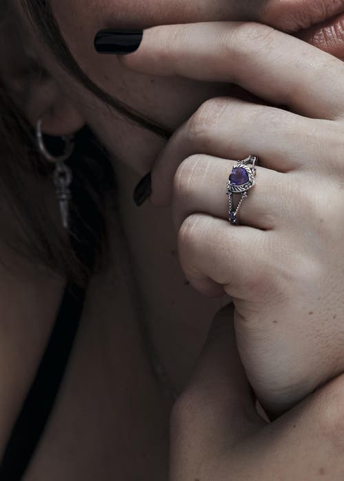 Disturbia Devotion Sterling Silver Amethyst Ring at Nordstrom, Size Large