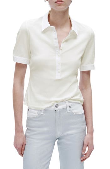Rag & Bone Mixed Media Rib Polo In White
