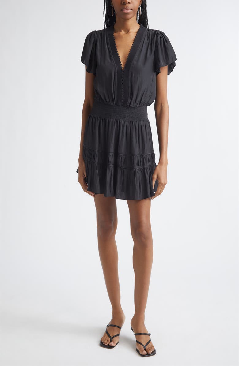 Ramy Brook Irene Short Sleeve Minidress, Main, color, Black