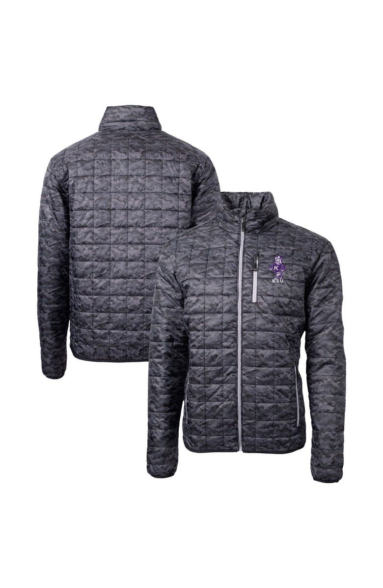 Cutter & Buck Men's Cutter & Buck  Black Kansas State Wildcats Vault Rainier PrimaLoft Eco Insulated Full-Zip Puffer Jacket, Main, color, 