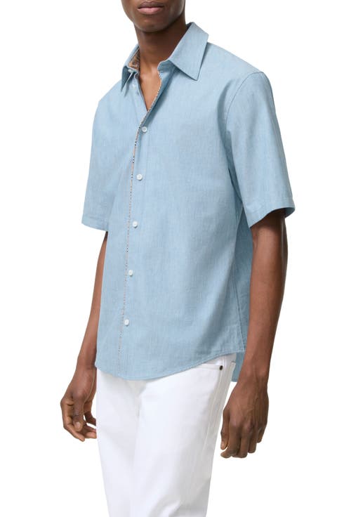 Sam Check Trim Short Sleeve Button-Up Shirt