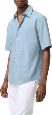 Burberry Sam Check Trim Short Sleeve Button-Up Shirt