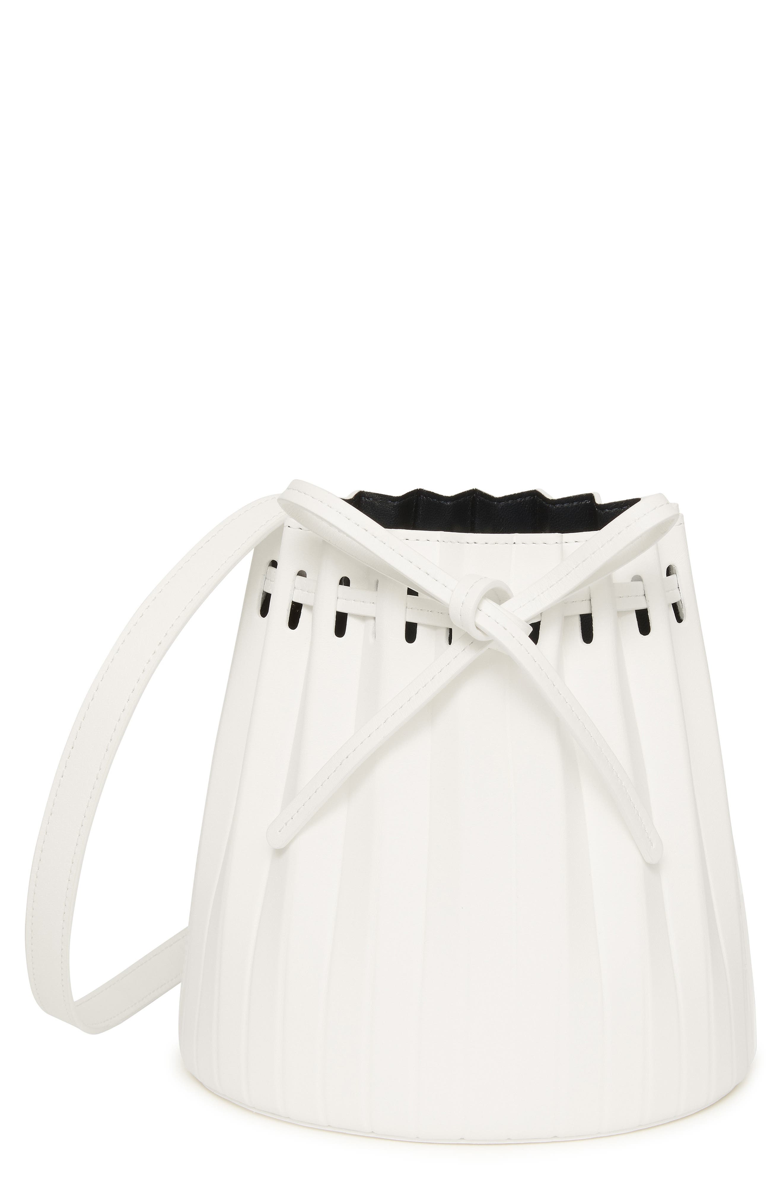 Mansur Gavriel Mini Pleated Leather Bucket Bag, Main, color, 