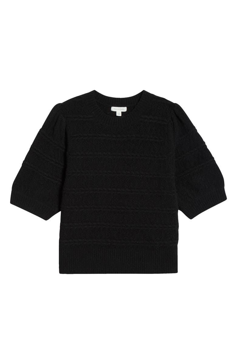 Treasure & Bond Puff Sleeve Cable Stitch Sweater, Alternate, color, Black