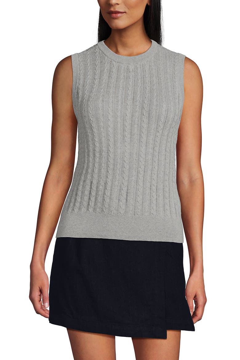 Cotton Pointelle Shell Sweater, Main, color, Gray Heather