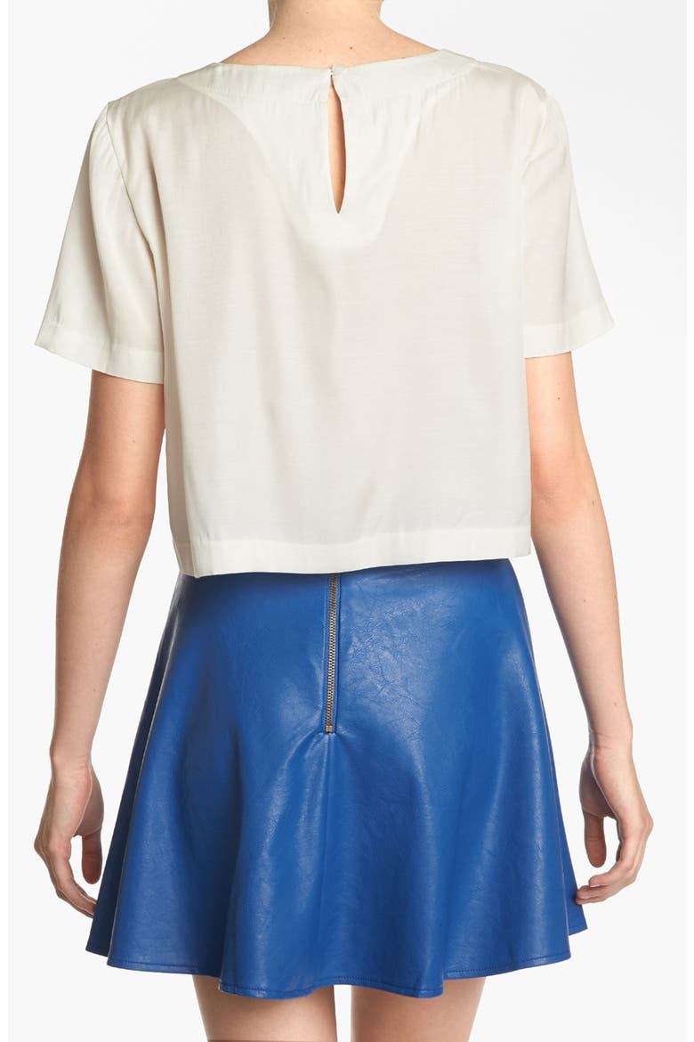 Woven Crop Tee, Alternate, color, WHITE- STAR