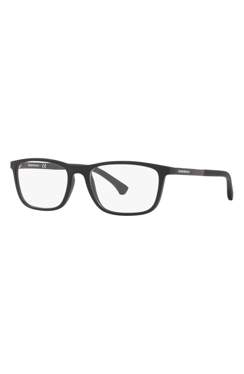 Emporio Armani 53mm Rectangular Optical Glasses, Alternate, color,