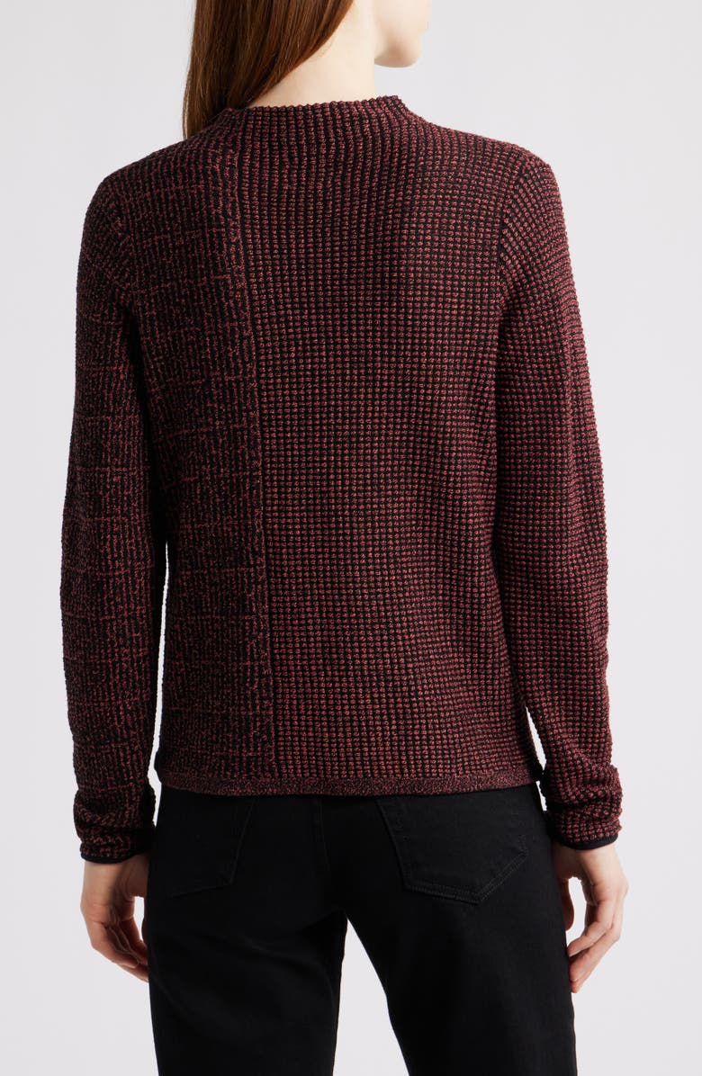 NIC+ZOE Pixel Knit Funnel Neck Sweater, Alternate, color, Red Mix