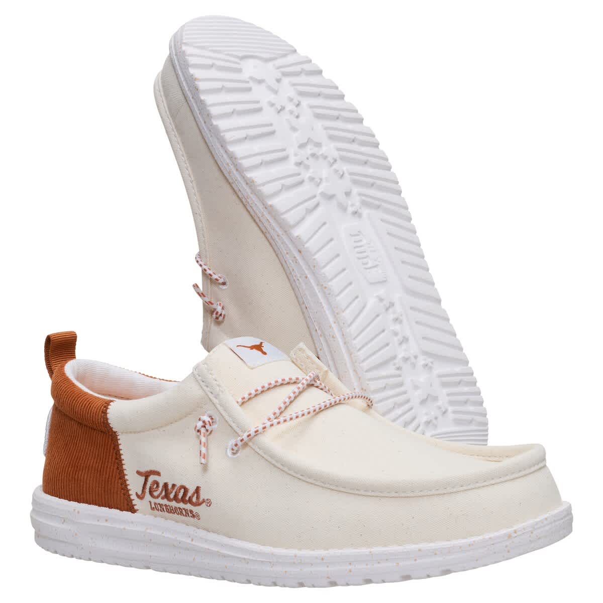 Hey Dude Men's Hey Dude  White/Texas Orange Texas Longhorns Wally Casual Slip-On Shoes, Alternate, color, 