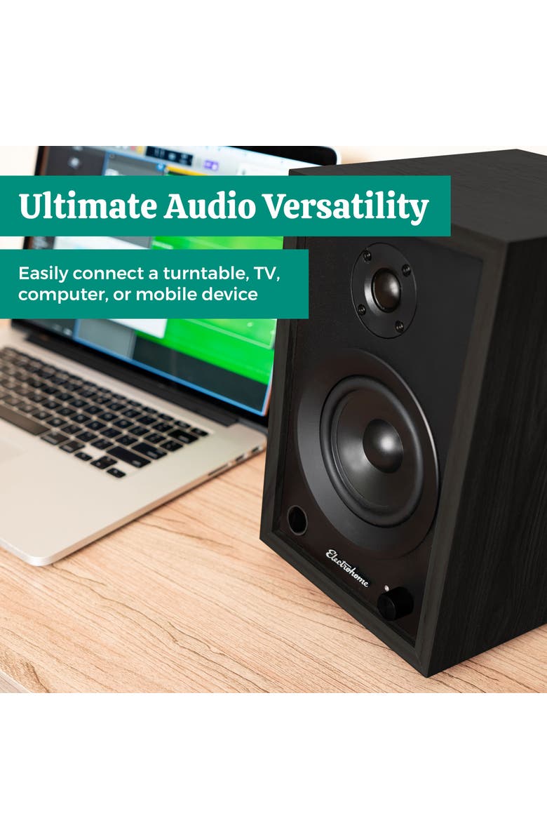 Electrohome McKinley 2.0 Stereo Powered Bluetooth Bookshelf Speakers, Alternate, color, Black