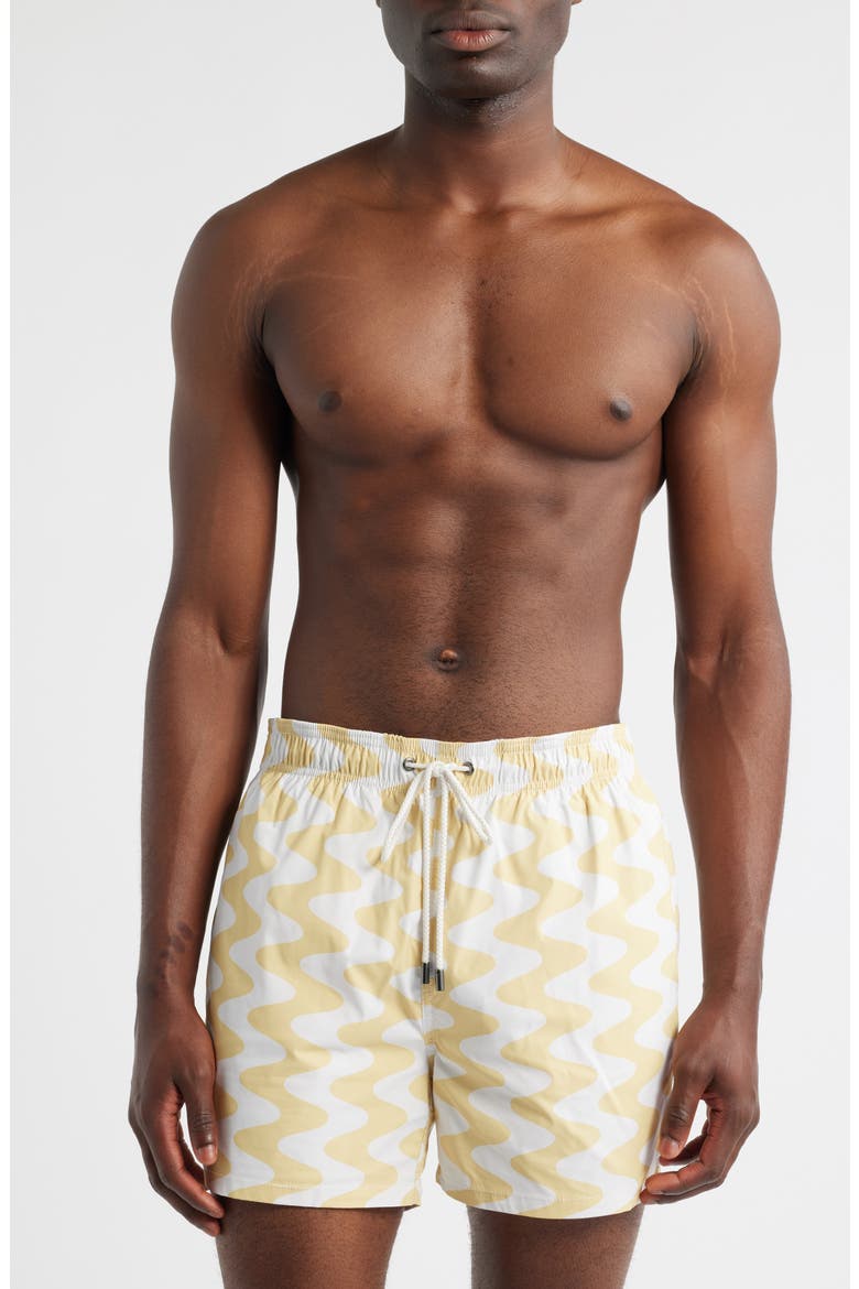 Cruz Wave Print Swim Trunks, Main, color, JOJOBA