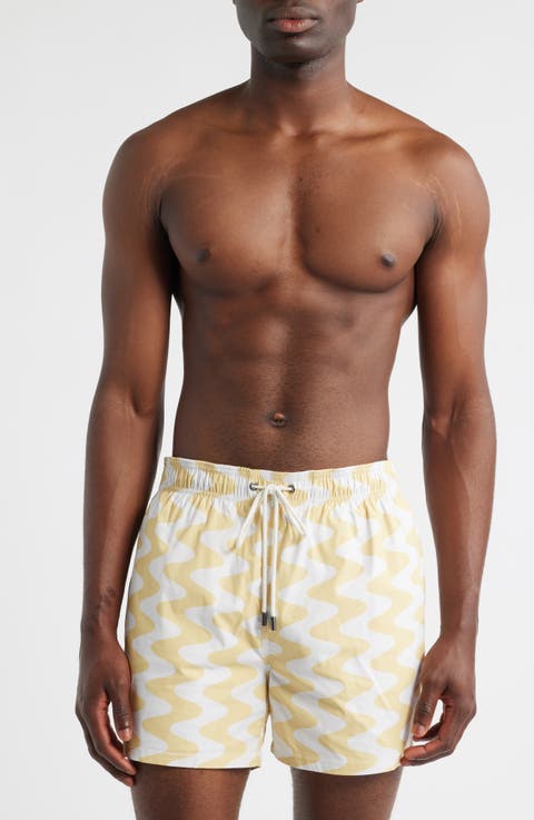 Cruz Wave Print Swim Trunks