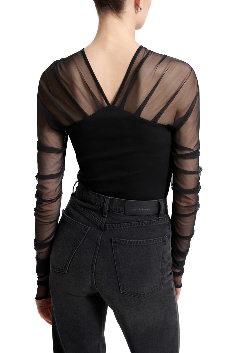 Lita Mesh & Ponte Top, Alternate, color, BLACK