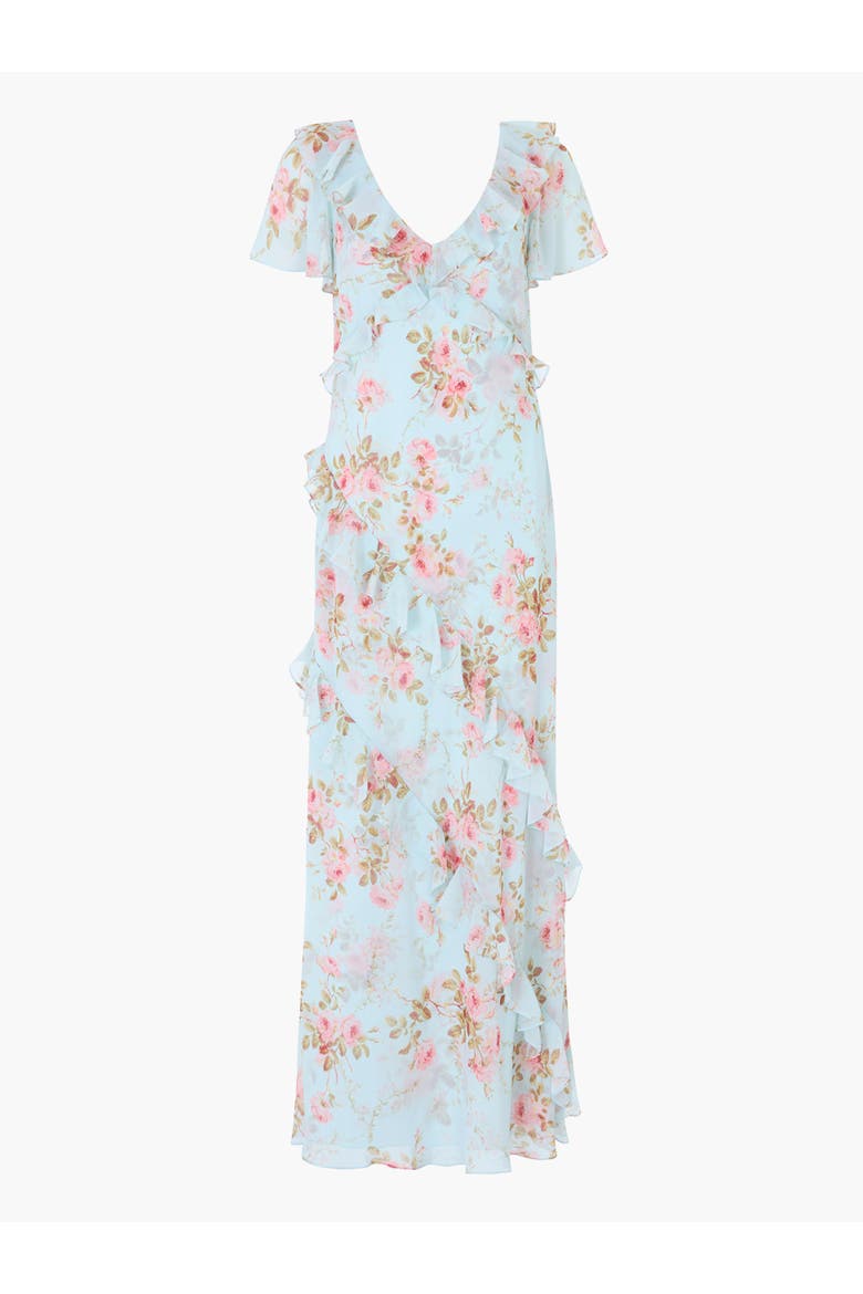 Summer's Rose Georgette V-neck Gown, Alternate, color, Aqua