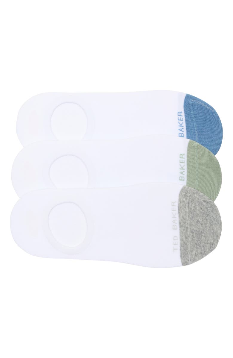 Ted Baker Pack of 3 No Show Socks, Main, color, White