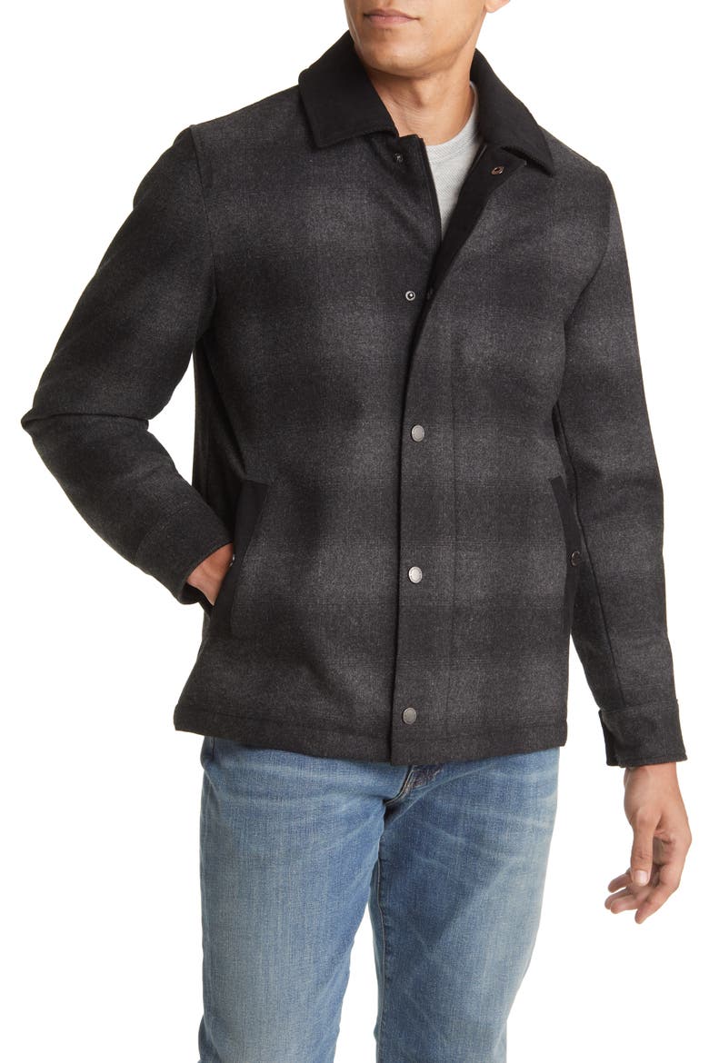 Front Range Water Resistant Wool Blend Shirt Jacket, Alternate, color, BLACK/ CHARCOAL OMBRE