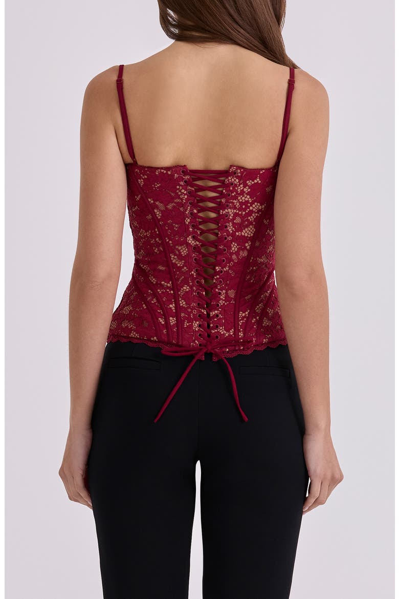 Rania Wine Lace Corset Top, Alternate, color, RED