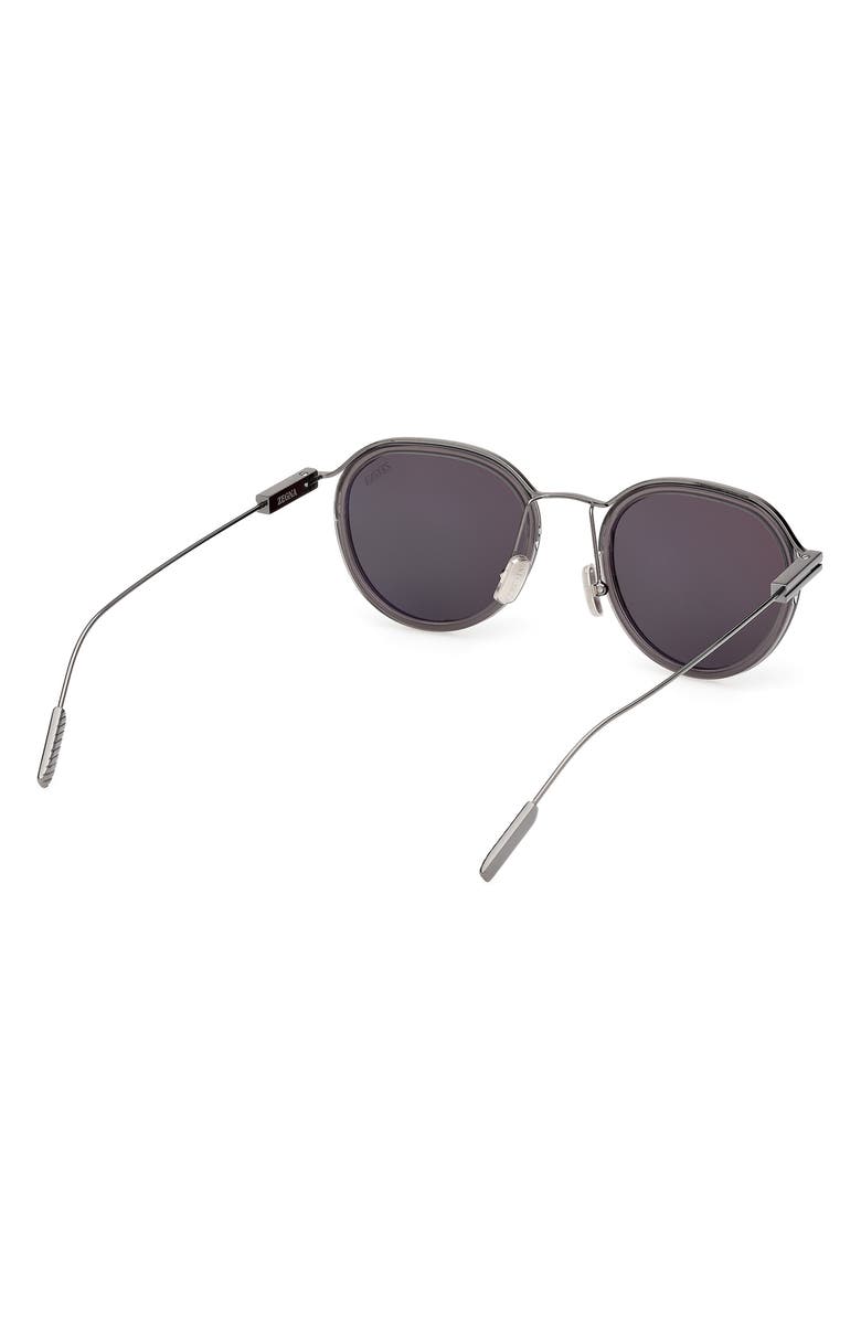 ZEGNA 51mm Round Sunglasses, Alternate, color, Grey / Other / Smoke