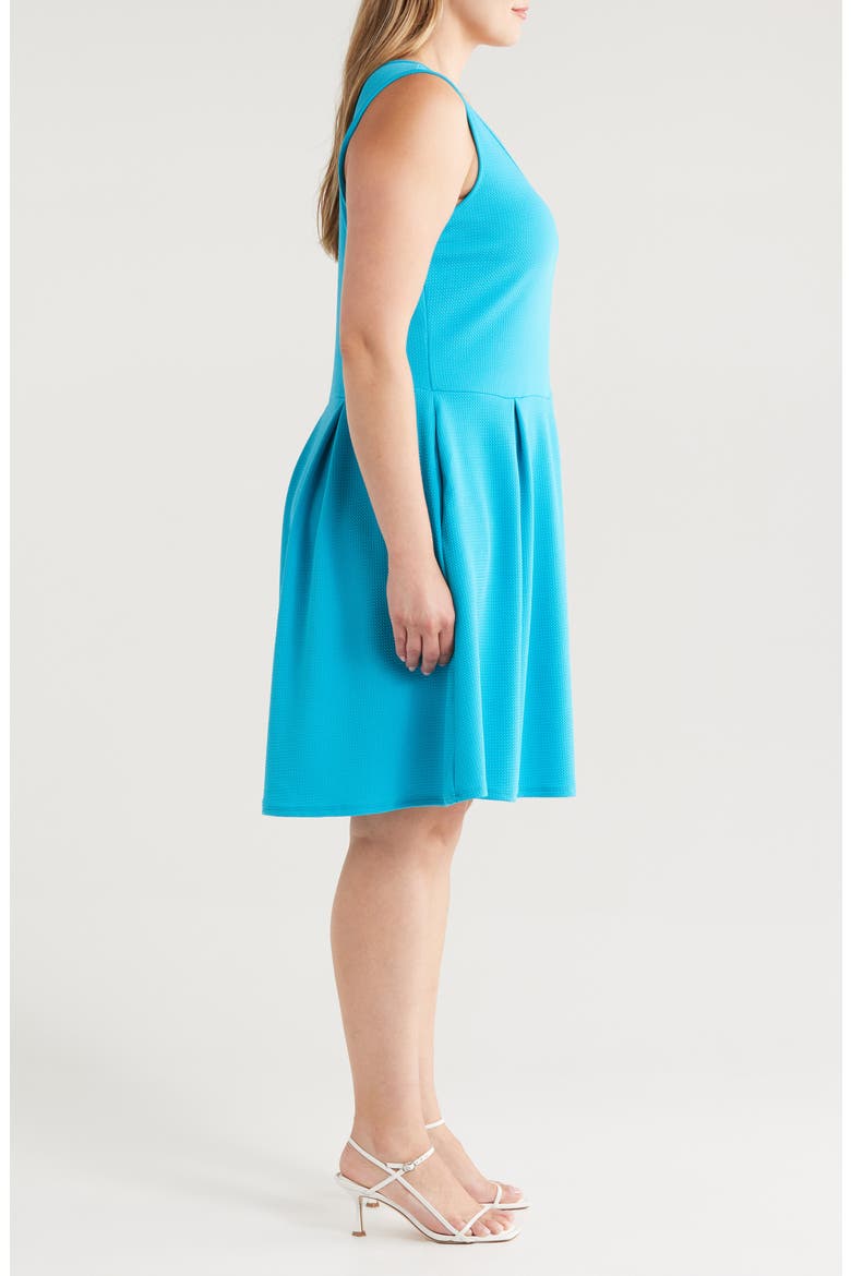 Sleeveless Stretch Fit & Flare Minidress, Alternate, color, TURQUOISE