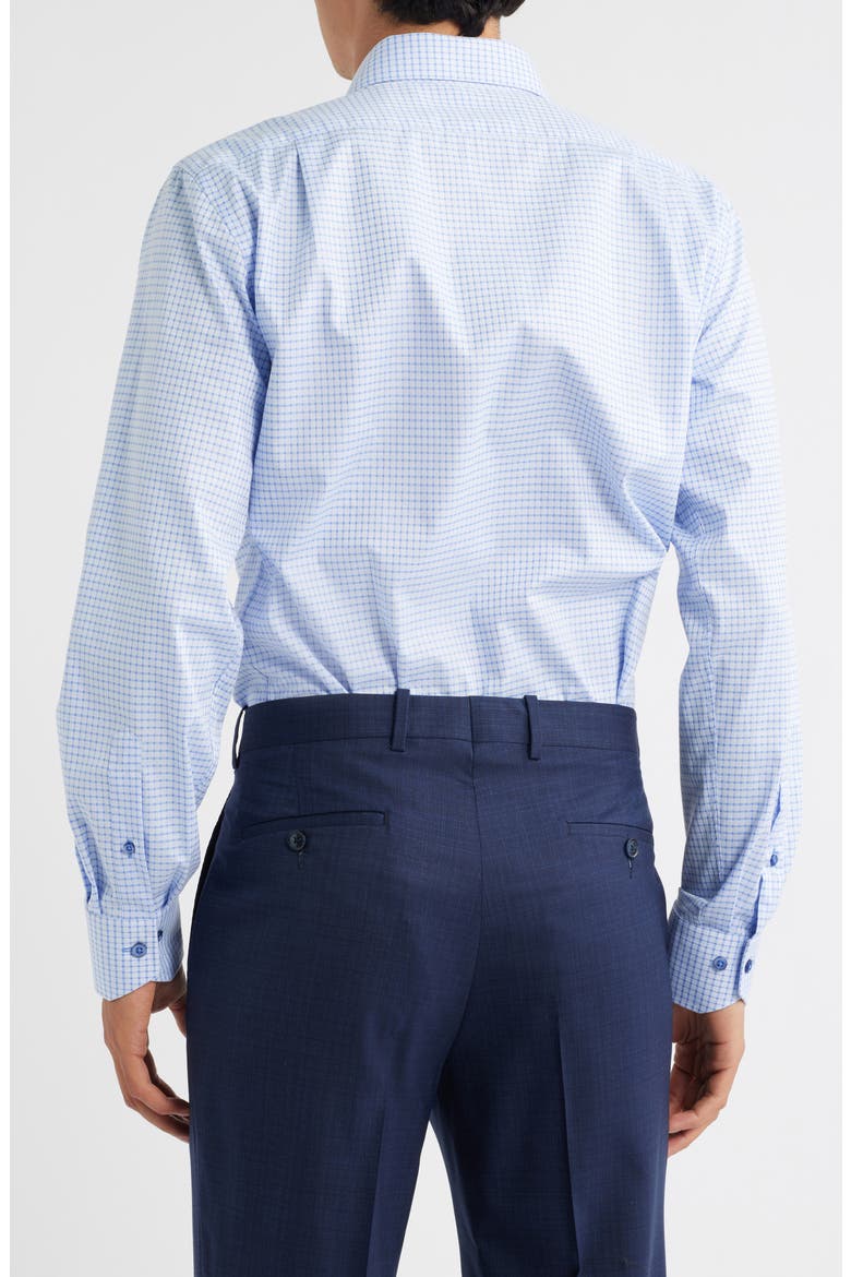 Trim Fit Textured Grid Cotton Dress Shirt, Alternate, color, LIGHT BLUE