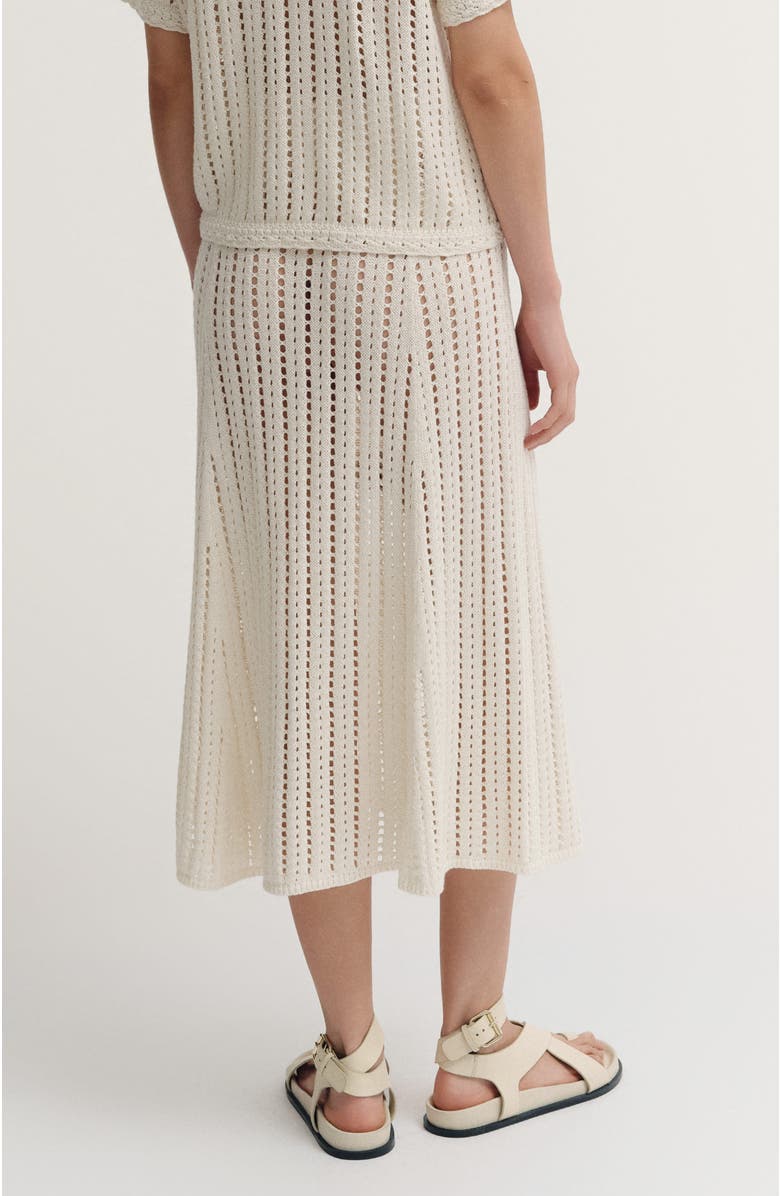 De Loreta Manta Panelled Cotton Blend Midi Skirt, Alternate, color, White