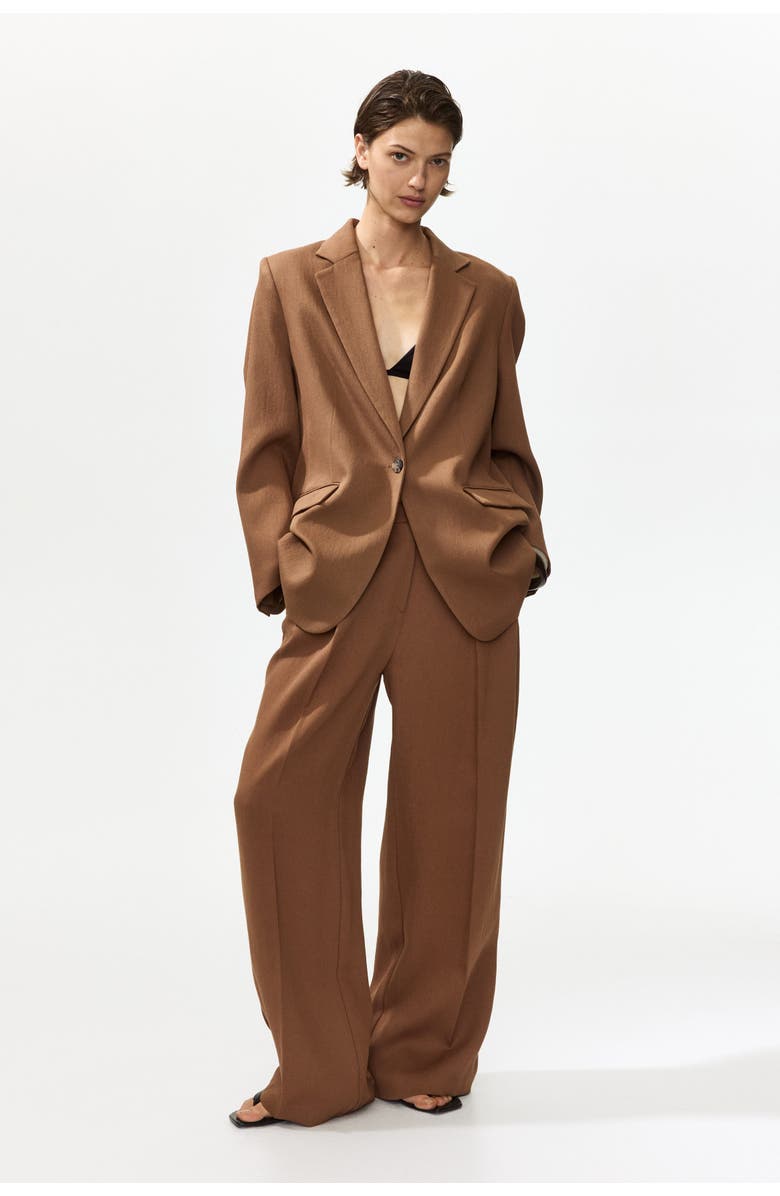 H&M Single-breasted blazer, Alternate, color, Brown