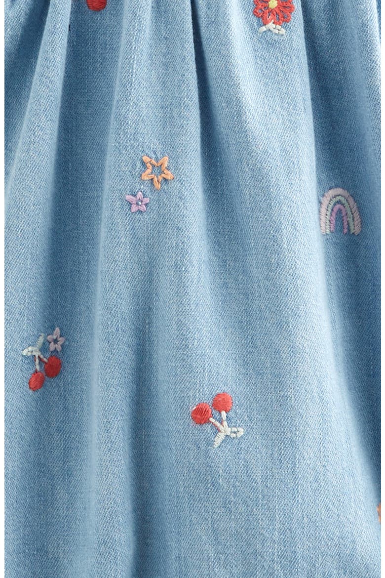 Embroidered Denim Bubble Romper, Alternate, color, AQUAMARINE WASH DITSY ICONS