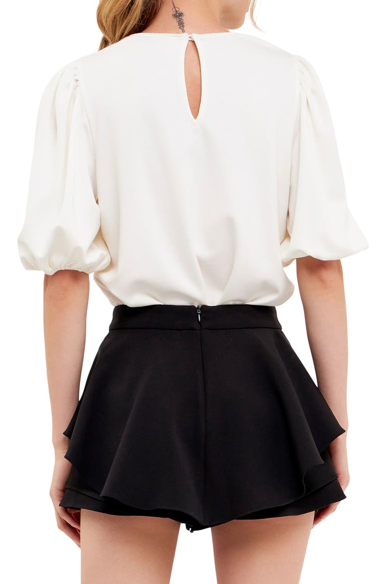 Puff Sleeve Ponte Knit Top, Alternate, color, WHITE