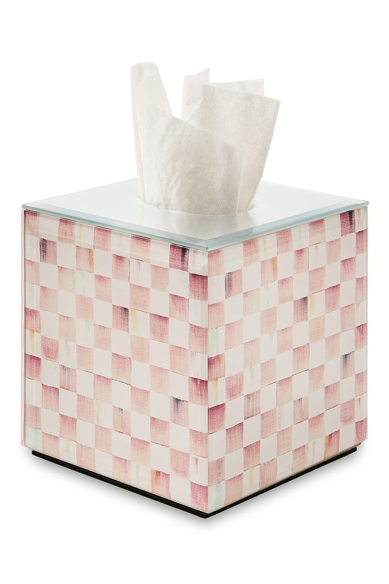 Rosy Check Boutique Tissue Box Cover, Alternate, color, ROSY