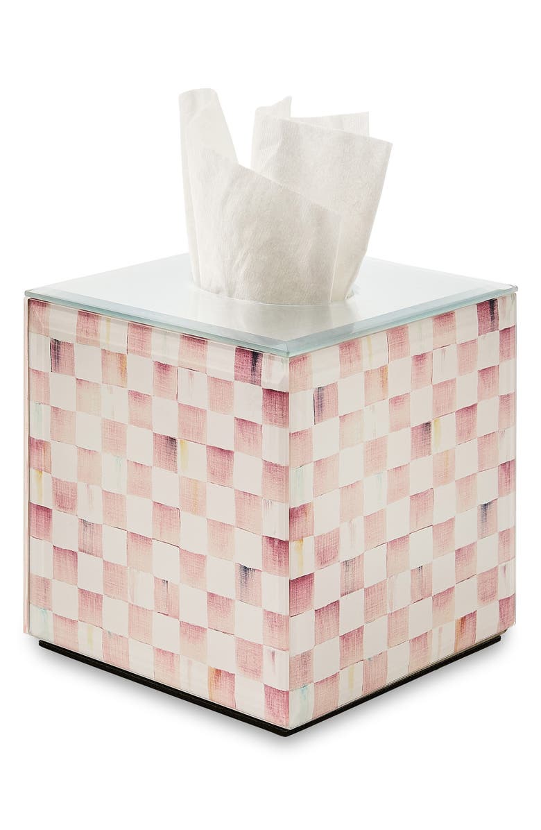 MACKENZIE CHILDS Rosy Check Boutique Tissue Box Cover, Alternate, color, Rosy