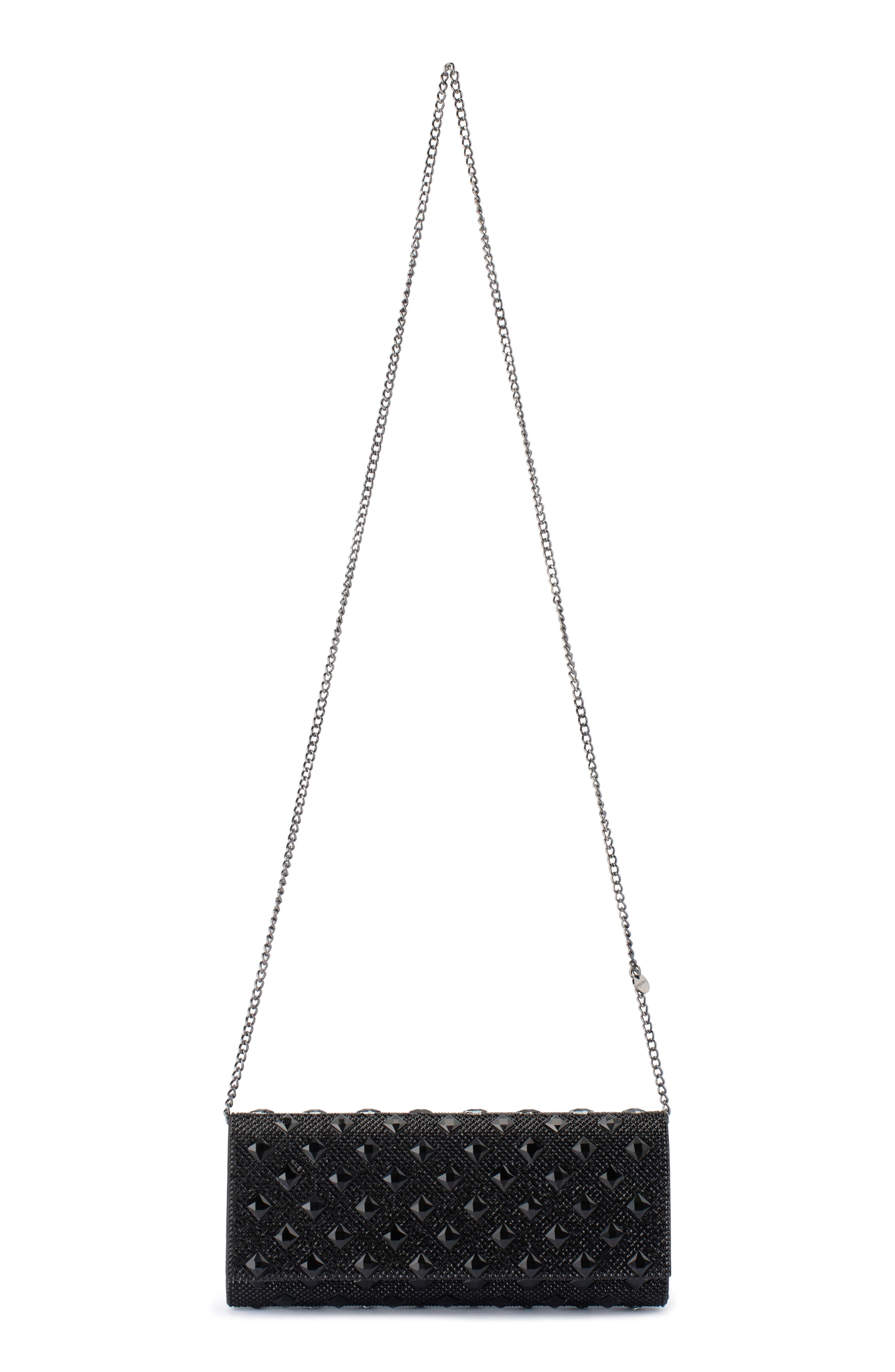 Olga Berg Bridget Crystal Clutch, Alternate, color, Black