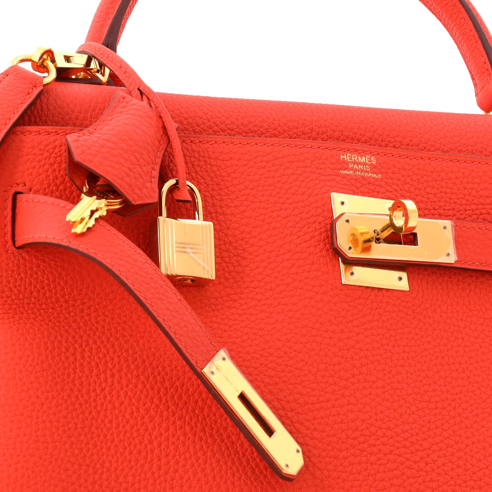 Pre-Owned Hermes Kelly Handbag Orange Togo with Gold Hardware 32, Alternate, color, Capucine