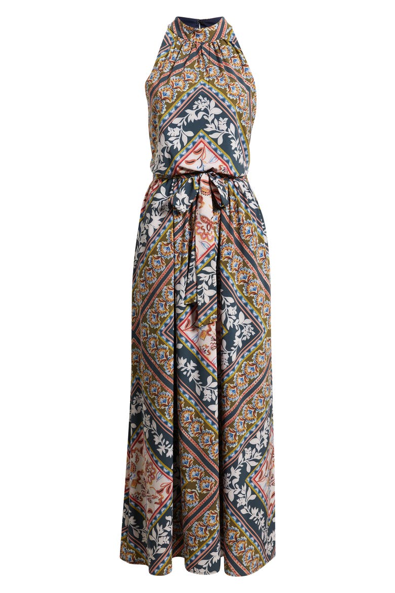 Halter Maxi Dress, Alternate, color, NAVY MULTI