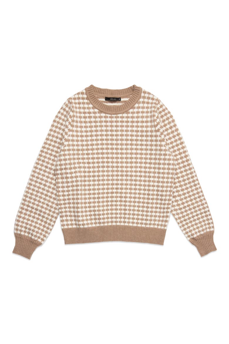 Cody Geo Jacquard Crewneck Sweater, Alternate, color, BEIGE MELANGE