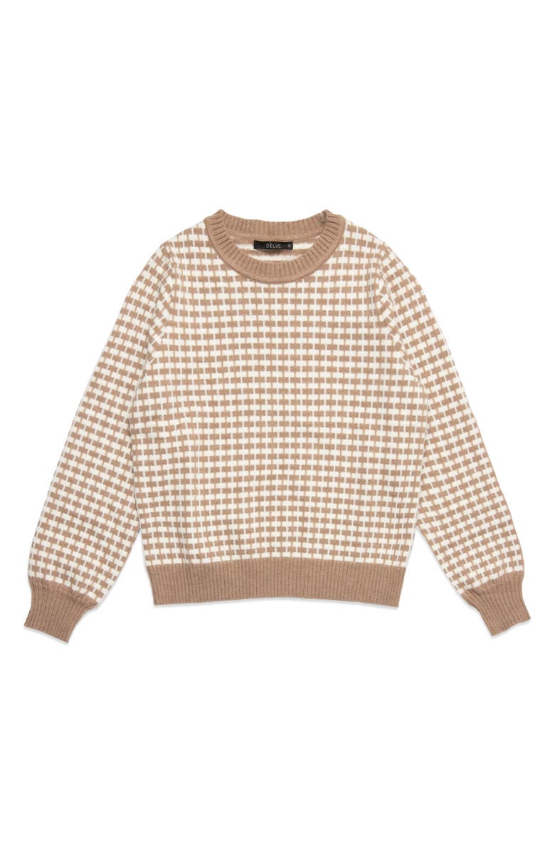 DELUC Cody Geo Jacquard Crewneck Sweater, Alternate, color, Beige Melange