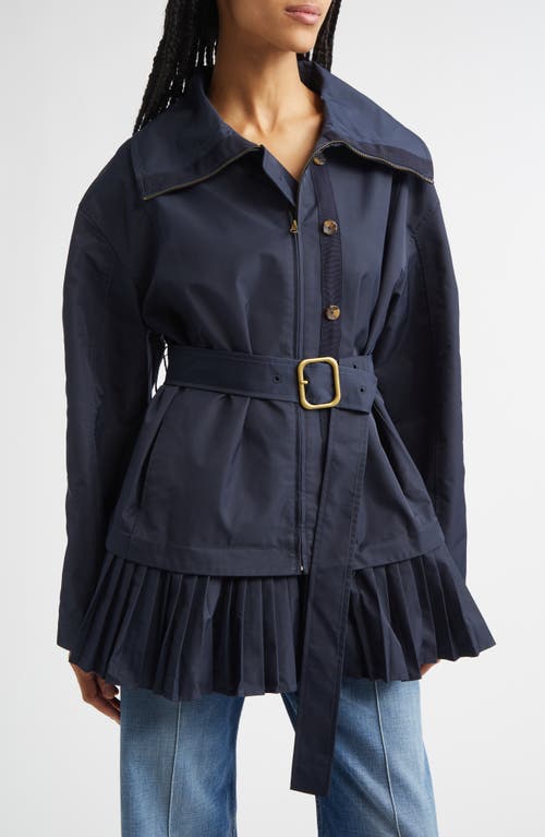 Ulla Johnson Lison Belted Jacket With Pleated Hem In Blue